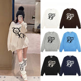 Urban korean stickman knitting shirt wool sweatertops round neck couple casualpulloverloose