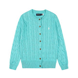 Macaron color rl ralph pony casualsweetcardigan women's fall and winter dopamine round neck cardiganknitting wool sweater
