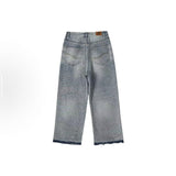Saint m t pants s.m distressed ripped letter logo straightleg jeans