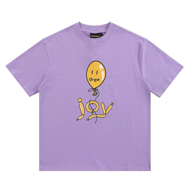 Drew house t shirt d@ew smiley balloon pattern round neck pullover short sleeves