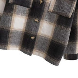 Women Jacket Autumn and Winter Plaid Shirt Loose Casual Shirt Coat