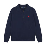 Polo collar rl ralph pony half zipper pullover knittingfall and winter sweatertops couple casualloose