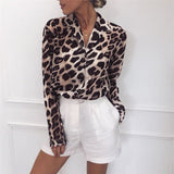Women T-shirt Shirt Autumn Sexy Leopard Print Chiffon Shirt Women's Shirt OL