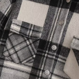 Women Woolen Coat Autumn and Winter Woolen Plaid Shirt Loose Casual Long Shirt Coat