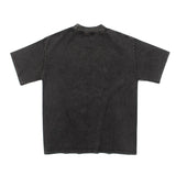 Hip-hop t shirts american high street nine-square grid violin printing t-shirt retroloosecasual washed and distressed short-sleeved t