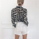 Women T-shirt Shirt Autumn Sexy Leopard Print Chiffon Shirt Women's Shirt OL