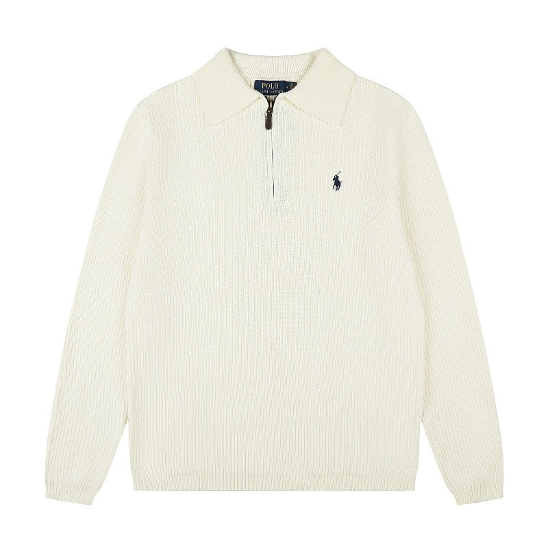 Polo collar rl ralph pony half zipper pullover knittingfall and winter sweatertops couple casualloose