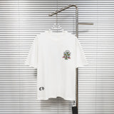 Ch hip-hop t shirts ch short-sleeved sanskrit cross colorfulembroiderloosecasualpure cotton american heavy weight short-sleeved