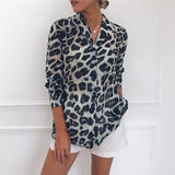 Women T-shirt Shirt Autumn Sexy Leopard Print Chiffon Shirt Women's Shirt OL