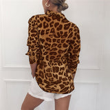 Women T-shirt Shirt Autumn Sexy Leopard Print Chiffon Shirt Women's Shirt OL