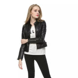 Women Leather Jacket Autumn and Winter Leather Coat Short Jacket Zipper Casual Coat