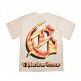 Hip-hop t-shirts: american streetwear retro cloud skull letter print washed vintage trendy short sleeve tee