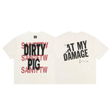 saint m t shirts s.m letter print crew neck pullover short sleeve top