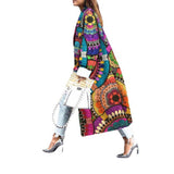 Women Trench Coat Autumn and Winter Loose Printed Woolen Coat Printed