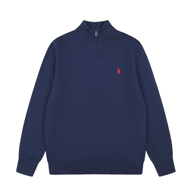 Rl ralph lauren pony half-zip wool sweater - couple's casual knit turtleneck top - autumn/winter relaxed fit