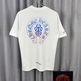 Ch hip-hop t shirts heavy industry high street ch short sleeve purple gradient big sword sanskrit cross logo loosecasual