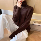 Women Knitted Pullover Turtleneck Sweater Autumn Winter Sweater Top