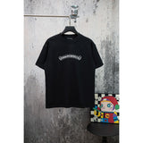 Ch hip-hop t shirts ch croo short-sleeved cross leather embroider t-shirt loosecasualpure cotton american heavy weight