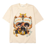 Hip-hop t shirts american high street half sleeve gorilla face printing washed distressed retroloose short sleeve t-shirt
