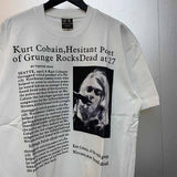 SAINT MICHAEL Vintage T Shirt Kurt Cobain Black and White Newspaper Portrait Short Sleeve