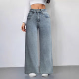 Women's spring/summer cross-border denim pants: pink bow embroidered, high-waisted, wide-leg, american style, with back pockets