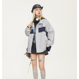 Unisex Jacket Fall Mechanical Style Shell Jacket Hooded Jacket Men and Women Baggy Coat