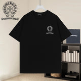 Ch hip-hop t shirts spring and summer ch kewen horseshoe pin embroider round neck short-sleeved t-shirt couple