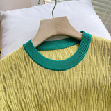 Women Sweater Knitwear Summer Short Sleeve Women's Loose and Simple Hollow out Bottoming Knitwear