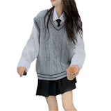 Women Knitted Pullover Knitted Vest Spring and Autumn V-neck Loose Vest Sweater