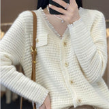 Women Knitwear Autumn and Winter V-neck Tassel Sweater Loose Knitted Cardigan