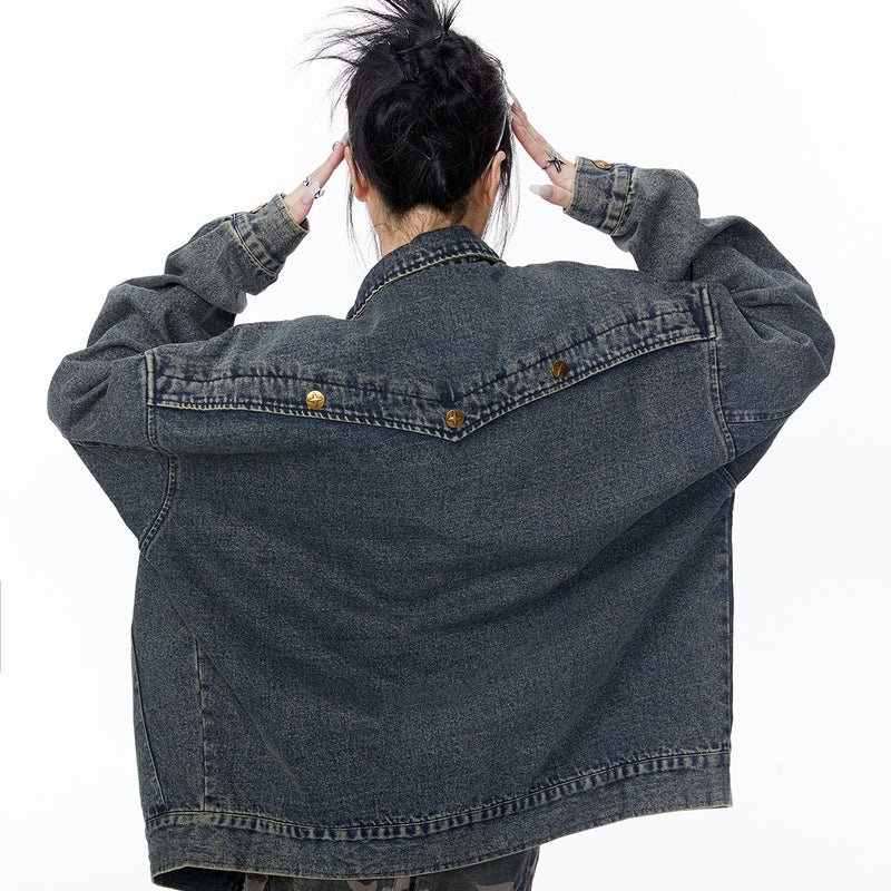 Unisex Jacket Autumn Rivet Denim Clothing