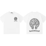 Ch hip-hop t shirts correct version ch sanskrit cross logo short-sleeved men's t-shirt trendy brand loose american men's t
