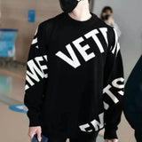 Vetements Hoodie Autumn and Winter Embroidery Sweater Loose round Neck Sweater