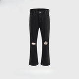 MIJKO Men's Vintage Pants MIJKO Ripped trousers Men's and women's high street slightly wide-footed jeans