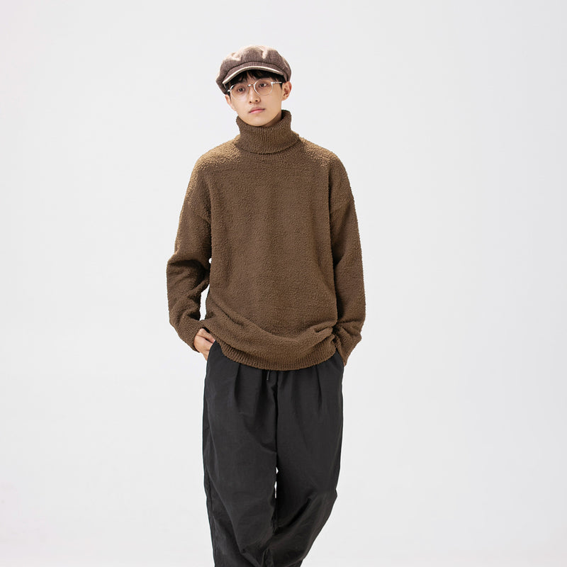Unisex Sweater Winter Solid Color Turtleneck Sweater