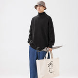 Unisex Sweater Winter Chessboard Plaid Turtleneck Sweater