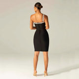 Women's Wedding Dress Bandage Dress One-Shoulder Diamond-Embedded Dress Backless Hip Skirt