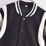 Women Jacket Spring and Autumn Stand Collar Baseball Uniform Long Sleeve Jacket Coat