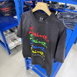 saint m t shirts s.m colorful letter graphic crew neck pullover short sleeve top