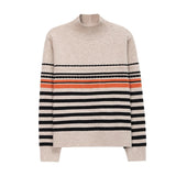 Women Knitted Pullover Autumn and Winter Knitting Slim-Fit Turtleneck Striped Sweater