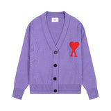 Heavy weight! ami arauneif big heart high weight v neckfall and winterknittingoutwearcardigan woolen sweater