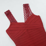 Women Evening Dress Tassel Bandage One-Piece Dress Sexy Lace Hip Spaghetti Straps Dress