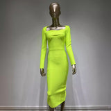 Women Dresses Fall/Winter Long Sleeve Square-Neck Party Dress (Ont0408)