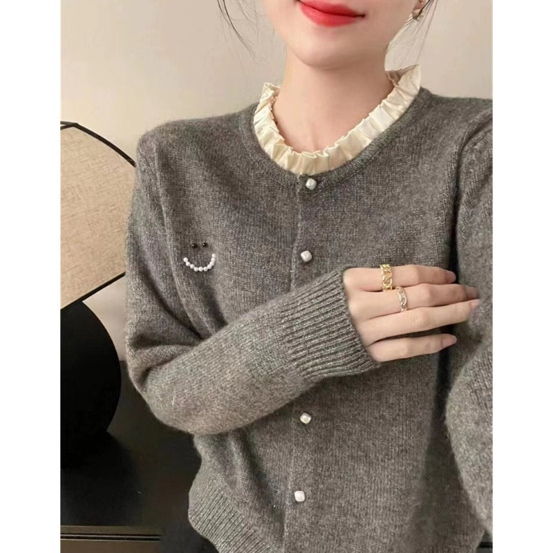 Women Knitted Cardigan Autumn and Winter Loose Sweater Coat