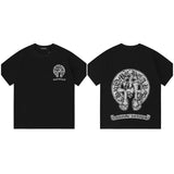 Ch hip-hop t shirts correct version ch sanskrit cross logo short-sleeved men's t-shirt trendy brand loose american men's t