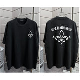 Ch hip-hop t shirts high version ch short sleeve sanskrit printingloosecasualpure cotton american heavy weight short sleeve men