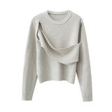 Women Sweater Knitwear off-Shoulder Sweater Autumn Irregular Thickened Knitting Top