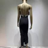 Women Dresses Bandage Dress Black Paillette Strapless Long Type Party Dress (Ont0408)