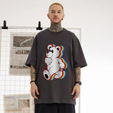 Men T Shirt Summer Little Bear Cartoon Printed Short Sleeve T-shirt