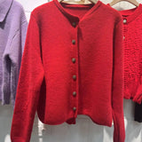Women Knitted Cardigan Autumn Winter Retro Knitted Cardigan Loose Crew Neck Coat